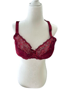 Fantasie Aubree Side Support Burgundy Lace Unlined Underwire Bra size 36DDD